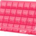 TookMag Monthly Pill Organizer 28 Day Pill Box, Travel Medicine Pill Organizer, Large 4 Weeks 1 Month Pill Cases with Dust-Proof Container for Pills/Vitamin/Fish Oil/Supplements (Pink)