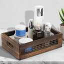 Dicunoy Set of 2 Rustic Nesting Boxes, Wooden Organizer Crates Basket, Small Decorative Wood Wire Containers with Handle for Countertop, Fruit, Veggies, Kitchen, Bathroom, Pantry Storage, Gift Basket