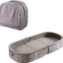 BYBYME Portable Toddler Travel Bed - Waterproof Foldable Floor Crib with Washable Fitted Sheet - Ideal Folding Toddler Cots for Sleeping and Sleepovers (Dark Grey)