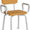 Loyoda Swivel Shower Chair for Seniors with Back and Arm, for Inside Shower | Adjustable Height, Safe Rotating Shower Stool, For Inside Tub, Non-Slip Feet, Aluminum Frame for Stability, For the Elderly