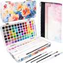 TBC The Best Crafts 100 Colors Watercolor Paint Set For Kids, Students and Artists, Amateur,Beginner.Set includes Coloring Sheets, Black Dual Tip Acrylic Paint Markers, Storage Bag