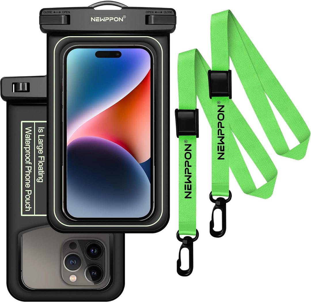 Floating Waterproof Cell Phone Pouch - 2 Pack Float Clear Cellphone Holder Protector with Lanyard - Universal Floatable Water Proof Dry Bag for iPhone Samsung Galaxy for Beach Swimming Pool