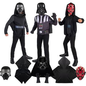 STAR WARS Villains Official Youth Dress-Up Set - Three Unique Costumes of Darth Vader, Darth Maul, and Kylo Ren - Size M (8-10)