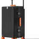 ROPLUS Aluminium Frame Checked-Luggage with Smooth Jelly Wheels, Hardside Zipperless Rolling Suitcase with TSA Lock (BlackOrange, 24-Inch)