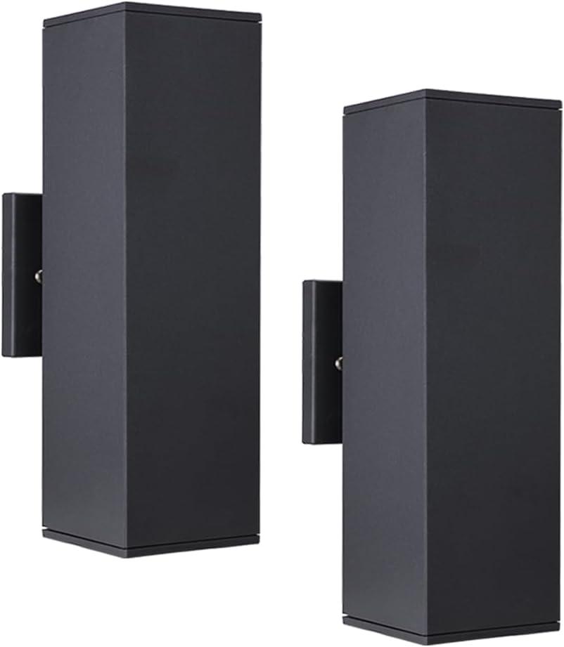 Cerdeco 2 Pack Aluminum Modern Outdoor Wall Light, 13" Exterior Up Down Light Fixtures,Black Front Door Wall Lighting with E26 Sockets [ETL Listed]