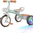 Umatoll Toddler Tricycle for 18 Month to 4 Year Old Boys Girls,Toddler Bike Toys with Adjustable Seat&Light-Up Wheels,Birthday Gift for Age 2-3 (Green)