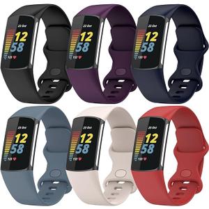 TopPerfekt Bands Compatible with Fitbit Charge 6, Adjustable Soft Silicone Sport Replacement Watch Band Straps Wristbands Bracelet for Charge 6/5 Activity Tracker Women MenAmazon's Choice