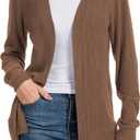 Bosmeer Women's Open Front Long Sleeve Cardigan Sweaters Business Casual Lightweight Outerwear Coats Fall Fashion Clothes (Brown, XXL)
