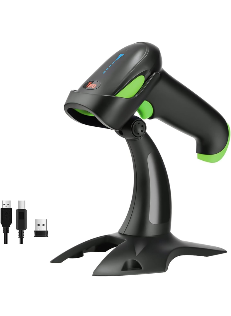 Tera Barcode Scanner Wireless 1D 2D QR with Stand: Battery Level Indicator 3 in 1 Works with Bluetooth 2.4G Wireless USB Wired Handheld Bar Code Reader with Vibration Alert HW0002