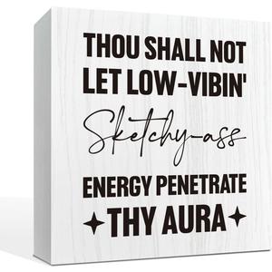 Motivation Sign, Funny Quotes Wall Art & Decor, Rustic Home Decorations for Office Living Room Family Room Classroom, Cheer-up Gift for Friends 5.7x5.7inches