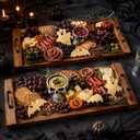 2 Pack Large Charcuterie Board, Acacia Wooden Long Serving Platter-30"x 11"