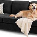 SUBRTEX 7 Pieces Stretch Sofa Slipcover Sets Couch Cover Sets Backrest Cushion Covers Furniture Protector Collection Set for Oversize Sofa Loveseat Chair Slip Covers(Large, Black)