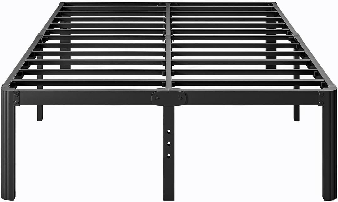 18 Inch High Platform Metal Queen Size Bed Frame, Queen Bed Frameno Box Spring Needed, Easy Assembly, Heavy Duty, Noise Free, Black