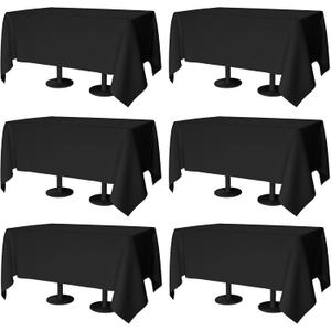Table Cloth Rectangle Table Cover 70x120 Inch, Washable Stain and Wrinkle Resistant Polyester 6 Pack Table Cover for Dining Tables, Various Parties and Camping (Black)