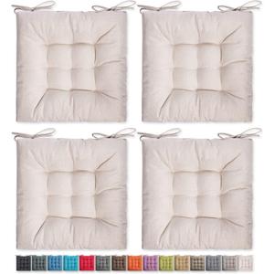 SQUARE MOON 4 Pack Chair Cushions, Seat Cushions, Chair Pads, Chair Mat for Indoor, Outdoor Dining Chair, Kitchen Chairs, Dining Room Chairs (16"  16"  4 Pack, Ivory)
