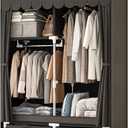 Portable Wardrobe Closet for Bedroom, Small Storage Organizer with 2 Drawers and 2 Hanging Rods, Includes Dust Cover.(Brown, 39.3 in)