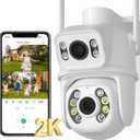 2.5K/6MP Security Camera Outdoor, 2-1 Dual Lens WiFi Outdoor Cameras for Home Security with Auto Tracking, Human Detection, 30m Color Night Vision, Two-Way Audio, IP66, Support Alexa (A8Q(3MP+3MP))