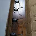 Homode Coat Rack with Wall Mount, 24 Inch Long Entryway Wall Shelf with Hooks, Wood Hanger with Storage Shelf for Bathroom, Hallway, Rustic Brown Black