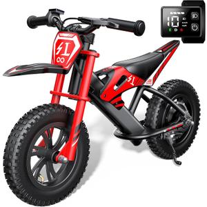 Gyroor S1 Kids Electric Balance Bike, 200W Motor 3 Speeds up to 10 MPH, 12-Inch Pneumatic Tires, 7-Color Rear Fender LED Taillight, Drum Brake, UL2272 Certified, for Ages 3-6, Black-9BD