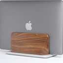 Vertical Laptop Stand, Solid Black Walnut Body & Silver-Finished Ash Wood Base, Wood Laptop Holder Vertical for Desk - Adjustable Dock (0.47"-1.57" Width) Fits Most Laptops, MacBooks