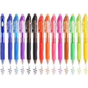 14 Colors Retractable Erasable Gel Pens, Fine Point, Assorted Color Inks for Drawing Writing, Office - Gift Set for Students, Kids & Artists