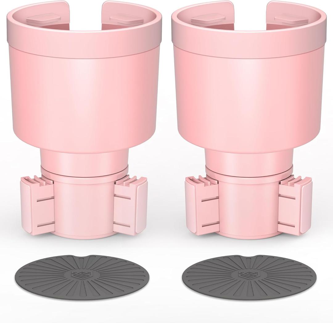 Seven Sparta 2 Pack Car Cup Holder Expander with Adjustable Base, Compatible with Hydro Flasks 32/40 Ounce, Compatible with Yeti Ramblers 20/26/30 Ounce, Other Bottles in 3.4"-3.8" (Pink)