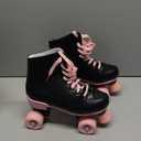 Silvertree Roller Skates for Women and Men PU Leather High-top Adult Roller Derby Skates Wheels Light Up Roller Skate Four-Wheel Shiny Roller Skate Unisex (US:7)