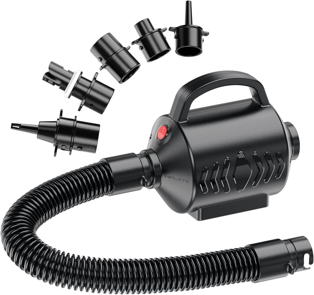 Electric Air Pump for Inflatable Pool Toys - High Power Quick-Fill Air Mattress Inflator Deflator Pump for Pool Float Raft Gymnastics Track Mat, Portable Air Pump 4 Nozzles AC 110-120V (400W)