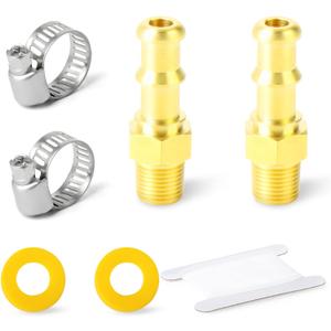 GASHER 2PCS Brass Swivel Push On Hose Fittings 3/8" Barb x 5/8"-18 ThreadsInverted Flare With Rubber Ring Union for Fuel/AIR/Lquid/Gas
