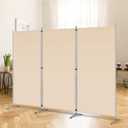 RANTILA 3 Panel Room Divider, 6 Ft Tall Folding Privacy Screen Freestanding Room Partition Wall Dividers, 102''W x 20''D x 71''H, Beige