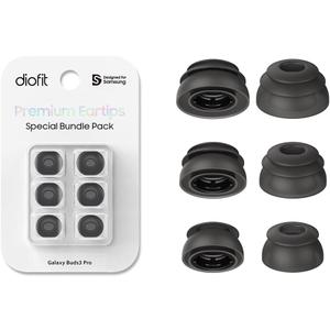 Premium Multi-Flange Eartips for Galaxy Buds3 Pro (Black, Mixed(SML))  Always Fits, Never Slips
