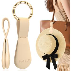 Fikoksol Magnetic Hat Clip for Travel on Bag, Silicone Hat Holder for Tote Beach Bag, Hand Free Strong Magnet Purse Hook Cowboy Hat Hanger Carrier for Travel Vacation Essentials Accessories (1Pc Light Khaki)
