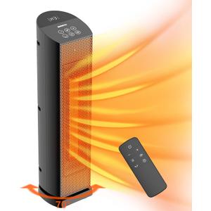 Space Heater for Indoor Use with Remote - 70 Oscillating Tower Electric Heater, 24 Inchs, 12H Timer, 1500W Quiet PTC Ceramic Heating with Thermostat, Fast Safety Heat for Office, Home, Bedroom
