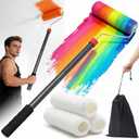 9 in Paint Roller Kit, 4 ft Adjustable Extension Pole, 3 Covers | 5-Wire Cage Frame,Steel Sections Handle,Fits Standard 9 In Covers, Low-Shed Microfiber, Ceilings, High Walls, Stairwells