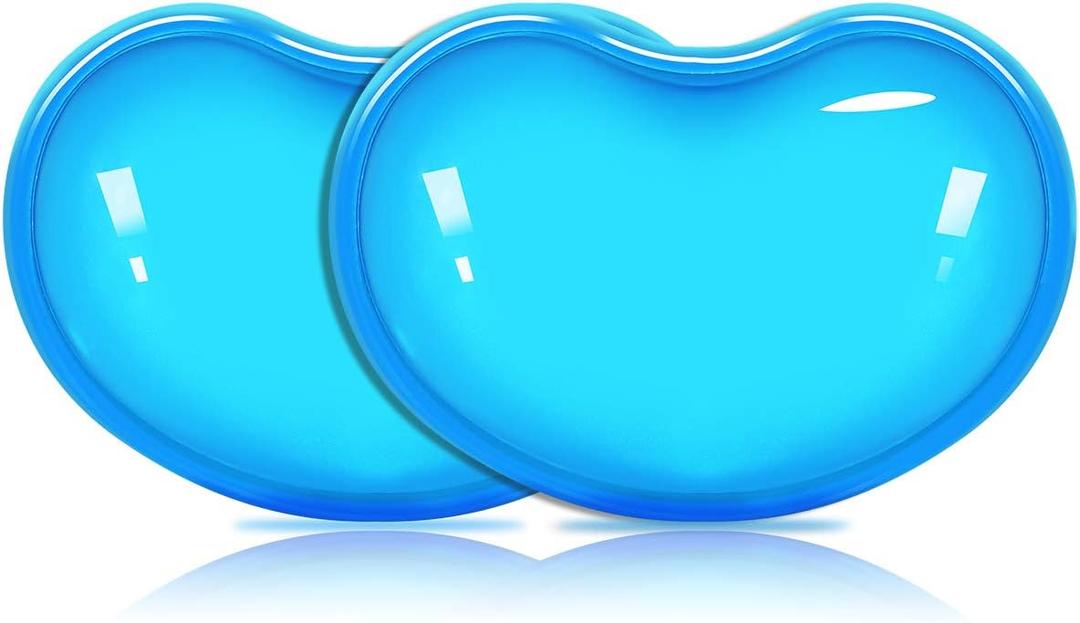JIKIOU Silicone Gel Wrist Rest Cushion Heart-Shaped Translucence Ergonomic Mouse Pad Cool Hand Pillow Effectively Reduce Wrist Fatigue Pain, Blue 2 Pack (4.3*2.7inch)