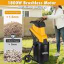 Yireal Upgraded 3-Blade Electric Wood Chipper 15-Amp,Chipper Shredder Detachable with Collection Bag 45L, 1.8 Inch Cutting Diameter Mulcher for Yard Branches Mulching Composting and Garden Cleanup