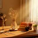 Thyle 13 Pcs Wooden Wildflower Flower Vase Laser Cut DIY Crafts Wooden Flowers Jigsaw Vase for Memorial Home Decoration Birthday Lover Gift Desktop Decoration