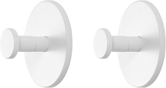 TONLEA 2 Pack Coat Hooks, Adhesive Hooks Wall Mounted, Heavy Duty Metal Wall Hooks for Hanging Coat, Scarf, Hat, Bag, Key, Towel (White), Pack of 2