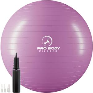 ProBody Pilates Exercise Ball - Multiple Sizes Gym Grade Balance Ball for Fitness, Yoga, Workout, Pregnancy & Physical Therapy (55 cm, Purple)