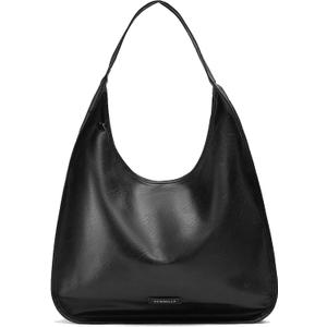 NEWBELLA Hobo Purse, PU Leather Shoulder Bag, Tote Handbag for Work and Travel, Black
