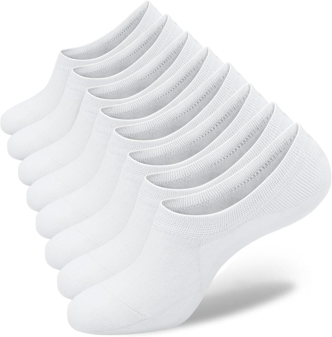 SIXDAYSOX Womens No Show Socks - 4-8 Pairs, Low Cut, Non-Slip, Invisible Cotton Liner