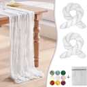 White Cheesecloth Table Runner 2 Pack 35" Boho Gauze 120 inches Long Runner Rustic Sheer Cheese Cloth Fabric Bulk for Baby Shower Wedding Bridal Birthday Party Decorations
