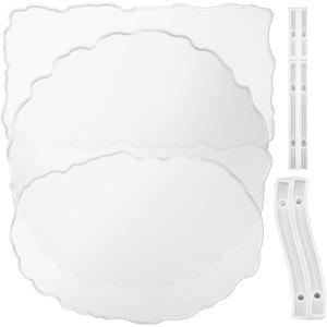 Hoolerry 5 Pcs Large Resin Tray Molds with Gold Handles Silicone Irregular Casting Epoxy Molds Agate Geode for DIY Crafts Making Faux Agate Tray Serving Board Home Decor (DIY Handle)