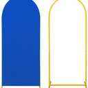 Metal Arch Stand and Cover Set,1 Royal Blue Spandex Fitted Backdrop with 1 Gold Wedding Arched Stand Frame for Parties Birthday Baby Shower Bridal Banquet Decoration (4FT)