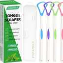Tongue Scraper Cleaner 100% BPA Free Tongue Scrapers with Travel Handy Case for Adults, Kids, Healthy Oral Care, Easy to Use, Help Fight Bad Breath (4 PACK)