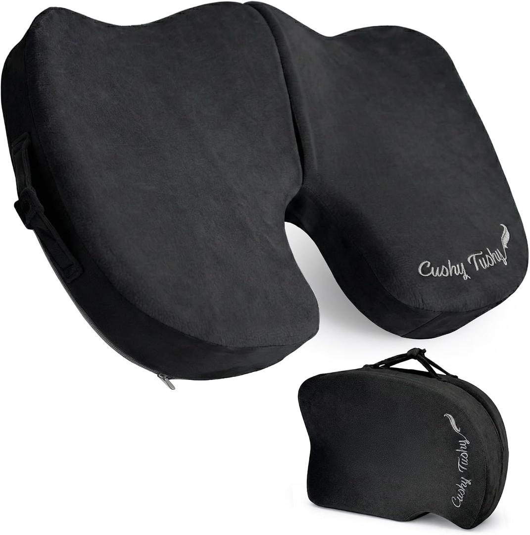 Premium Foldable Travel Seat Cushion - for Relief of Lower Back, Sciatic, Butt and Tailbone Pain - for Home & Office Use, Perfect for Travel or Driving - Coccyx Seat Cushion