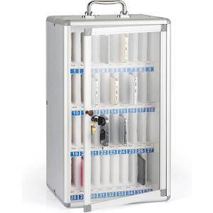 Loghot Aluminum Alloy Pocket Chart Cell Phones Storage Cabinet for Cell Phones,Wall-Mounted with a Locked,Can be Carried by Hand (36 Slots)