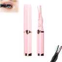 Heated Eyelash Curler for Women, 2025 Upgrade Electric Eyelash Curler with USB Rechargeable,Quick Curling Long-Lasting Makeup Tools Gift for Women Girls (Pink - A)