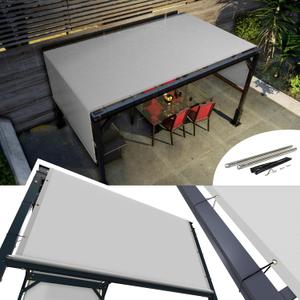 AMGO 10' x 13' Waterproof Grey Pergola Sun Shade Canopy Replacement Cover UPF50, Commercial Grade 260 GSM Cloth for Outdoor Patio, Include Stainless Steel Weighted Rods (We Make Custom Size)