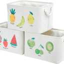 DECOMOMO Toy Storage Baskets for Shelves - 25.5L Kids Storage Bin for Nursery Dcor, Baby, Laundry, Toys (Fruit Print, Large - 3 Pack)